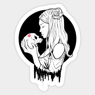 Kiss from Death - black and white Sticker